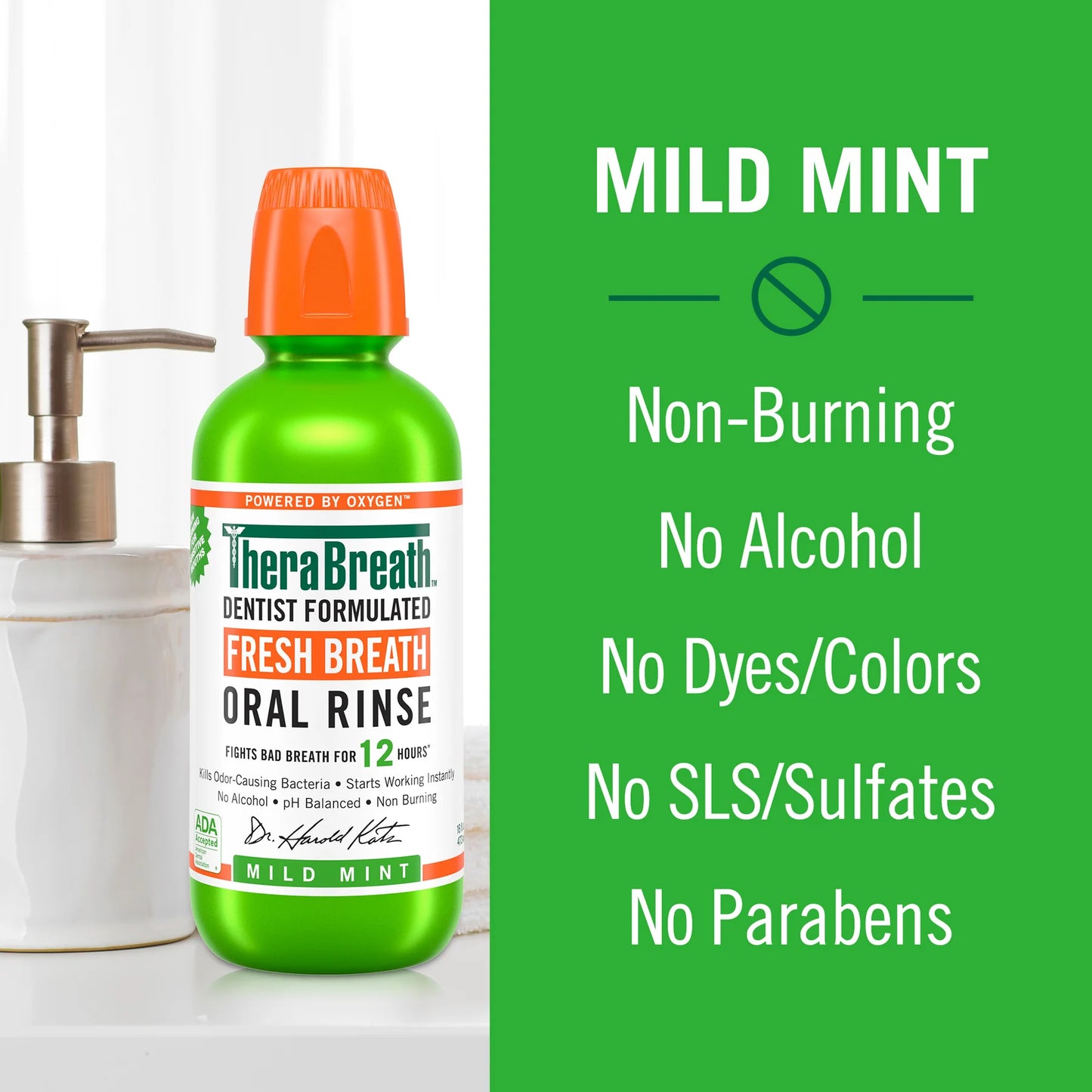 Fresh Breath Oral Rinse Mouthwash – Bye Bye Bad Breath, Mild Mint Formula